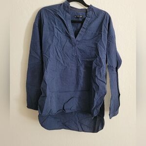 Rag & bone blue and black gingham pop over long sleeve | size s